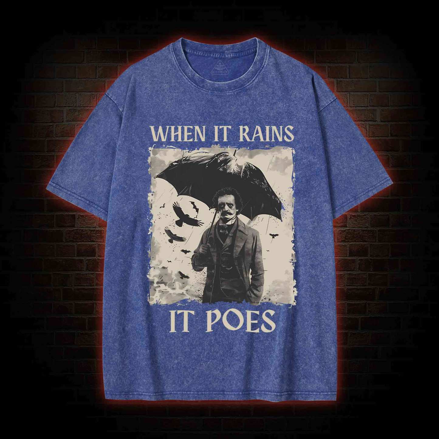 When It Rains It Poes Washed T-shirt