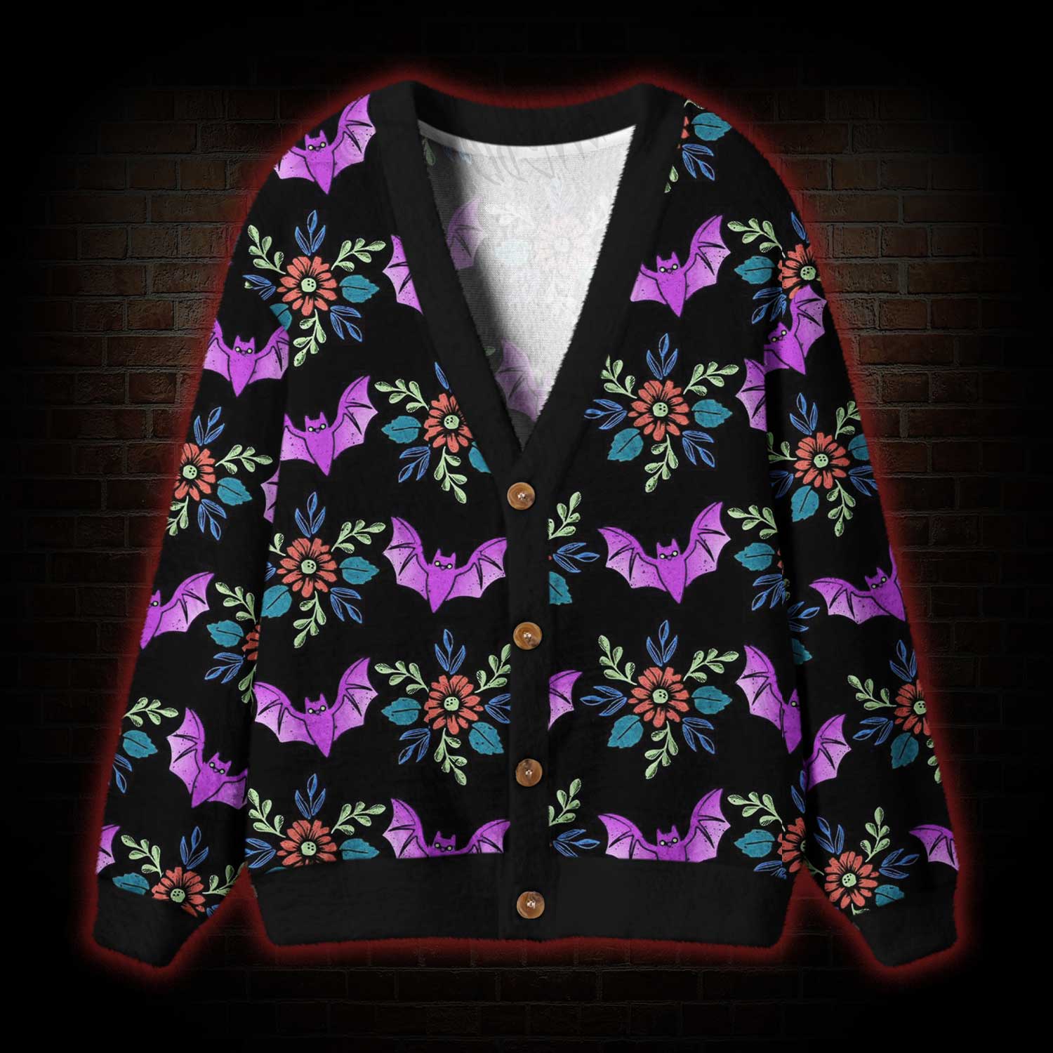 Floral Bat Cardigan Sweater