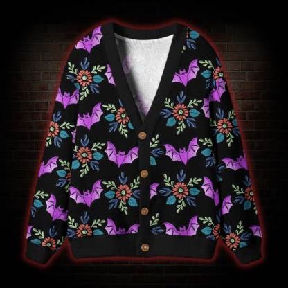 Floral Bat Cardigan Sweater