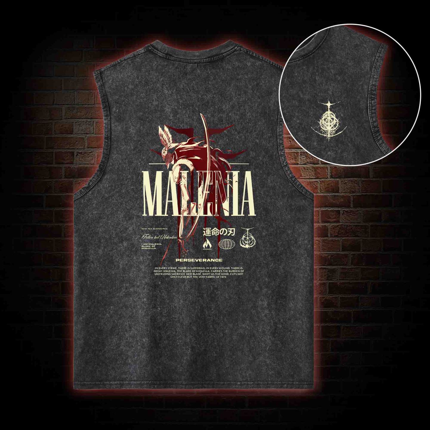 Cursed Goddess Back Print Washed Tank Top