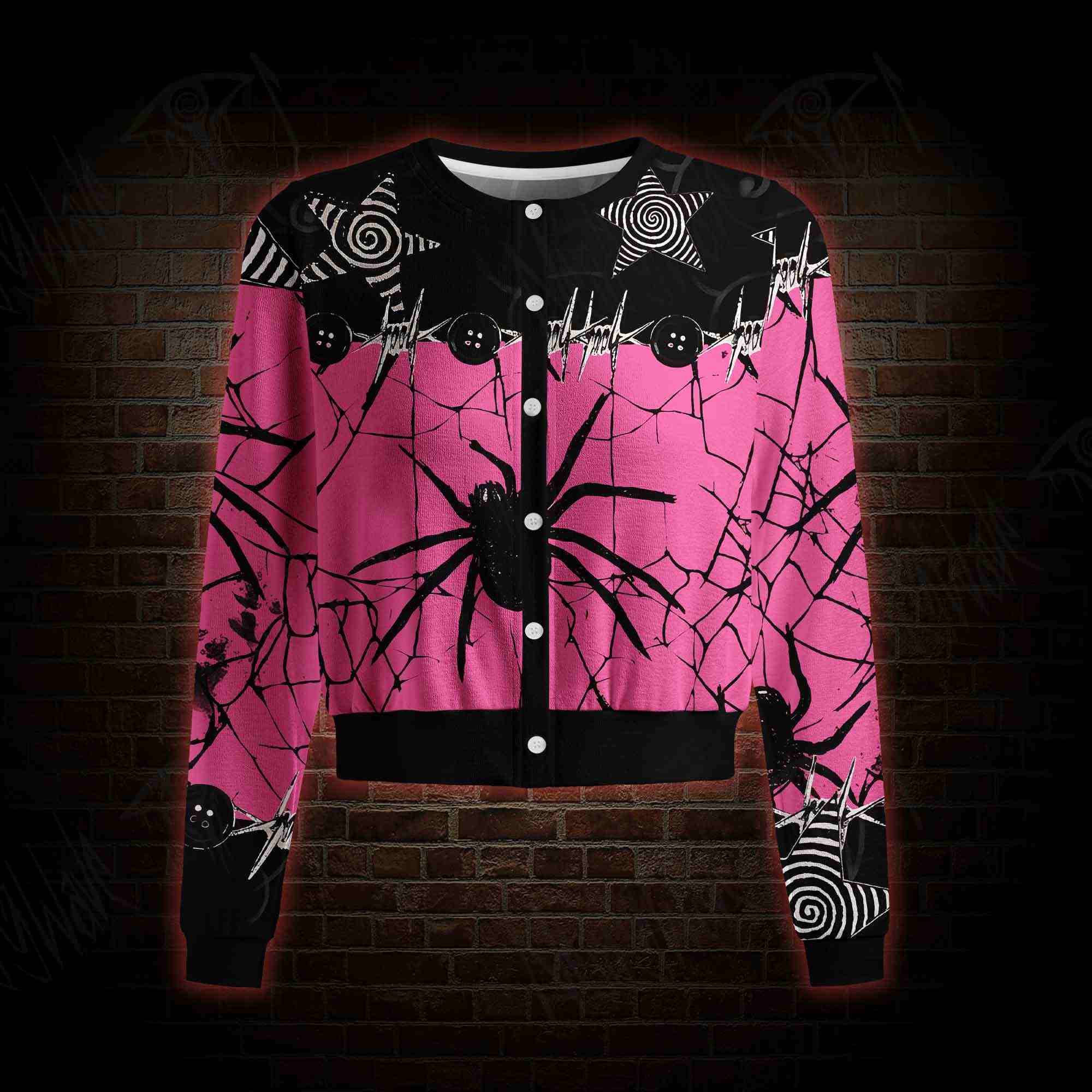 Pink Web Riot Light Weight Cardigan Sweater