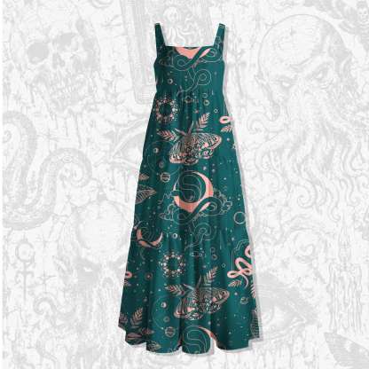 Celestial Serpent Wide Straps Maxi Dress