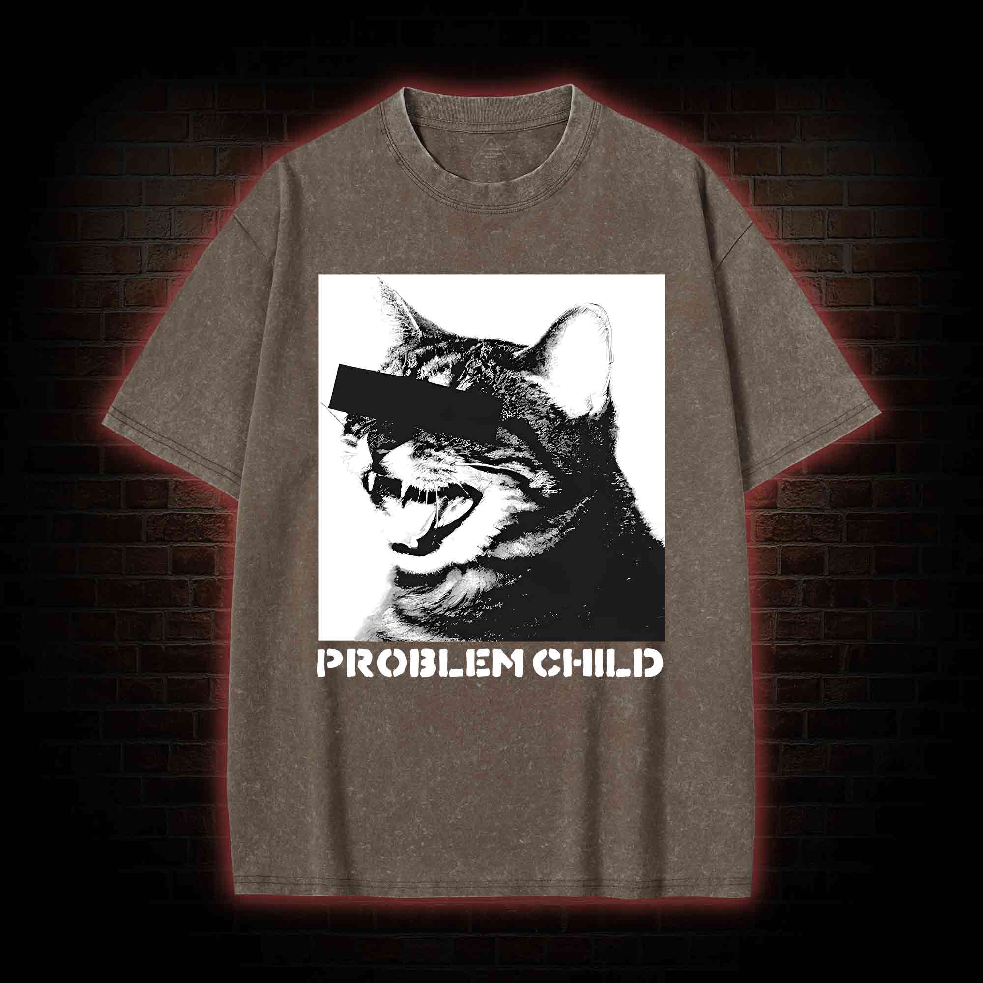 Problem Child Cat Washed T-shirt