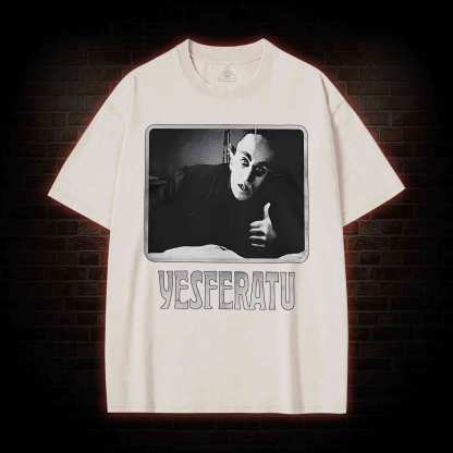 Yesferatu Funny Horror Retro Washed T-shirt