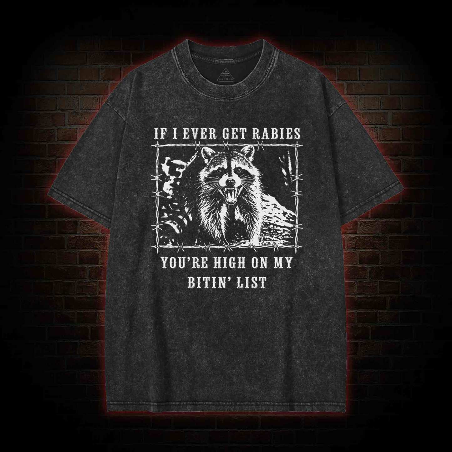 Funny Raccoon Rabies Washed T-shirt