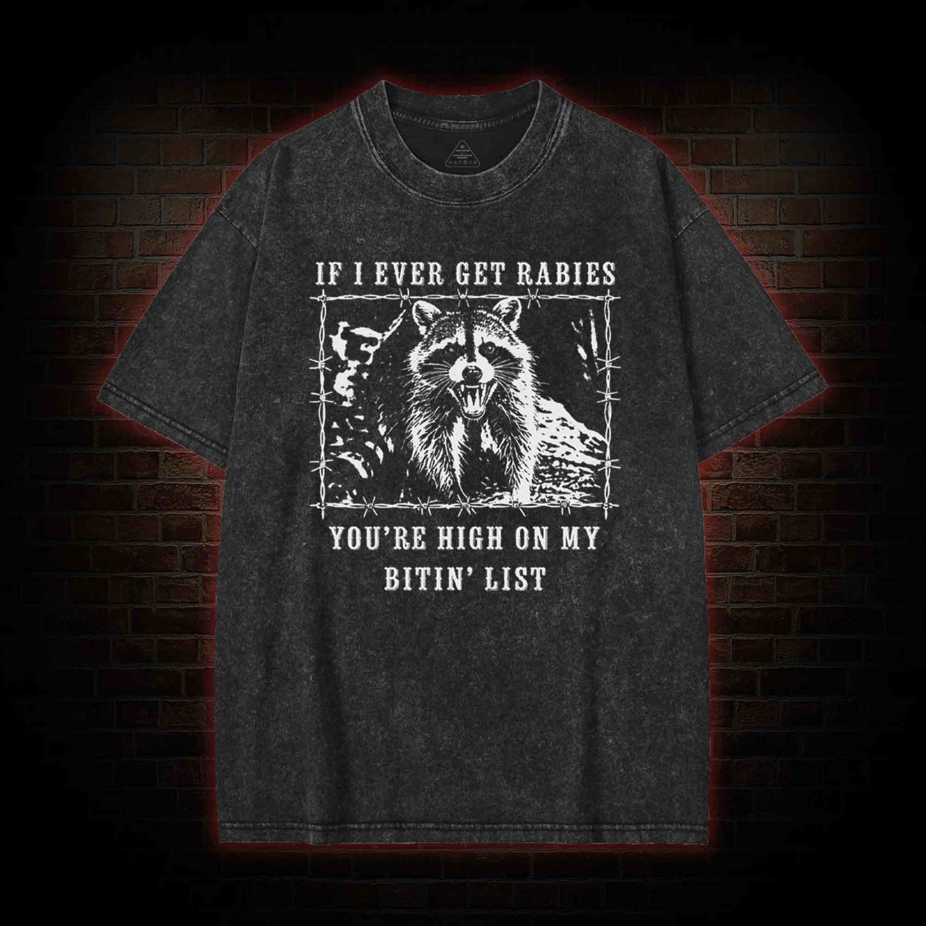 Funny Raccoon Rabies Washed T-shirt