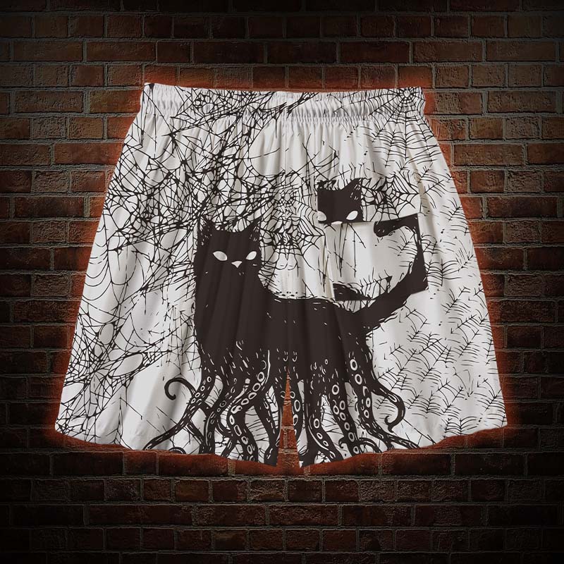 Octopus And Black Cat Mens Swim Trunks