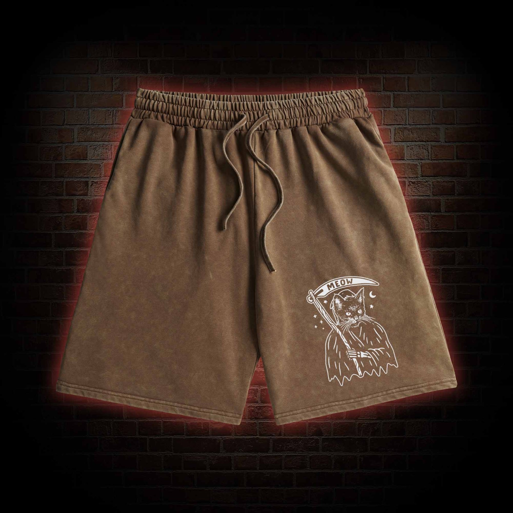 Death Meow Washed Shorts