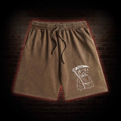 Death Meow Washed Shorts