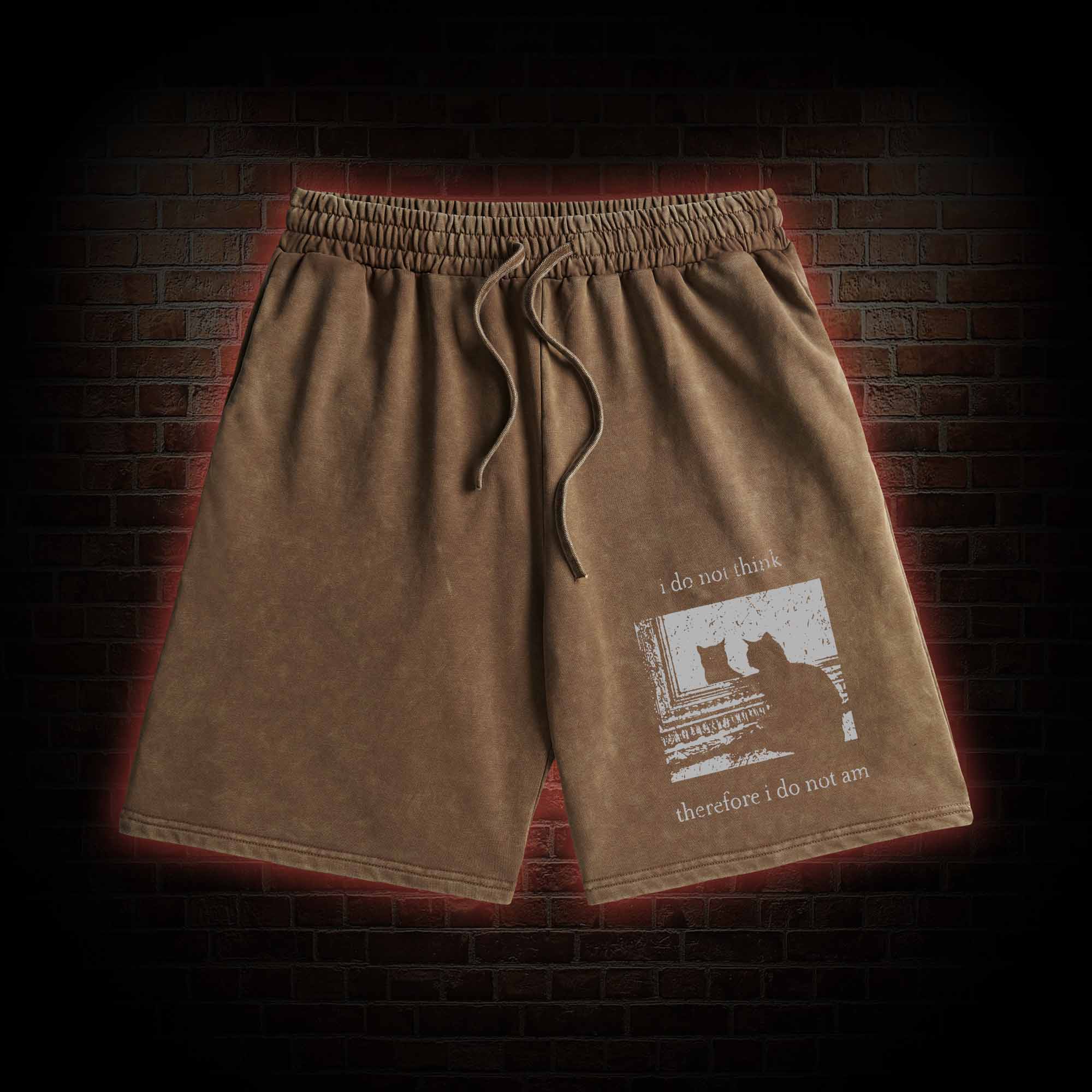 I Do Not Think Therefore I Do Not Am Washed Shorts