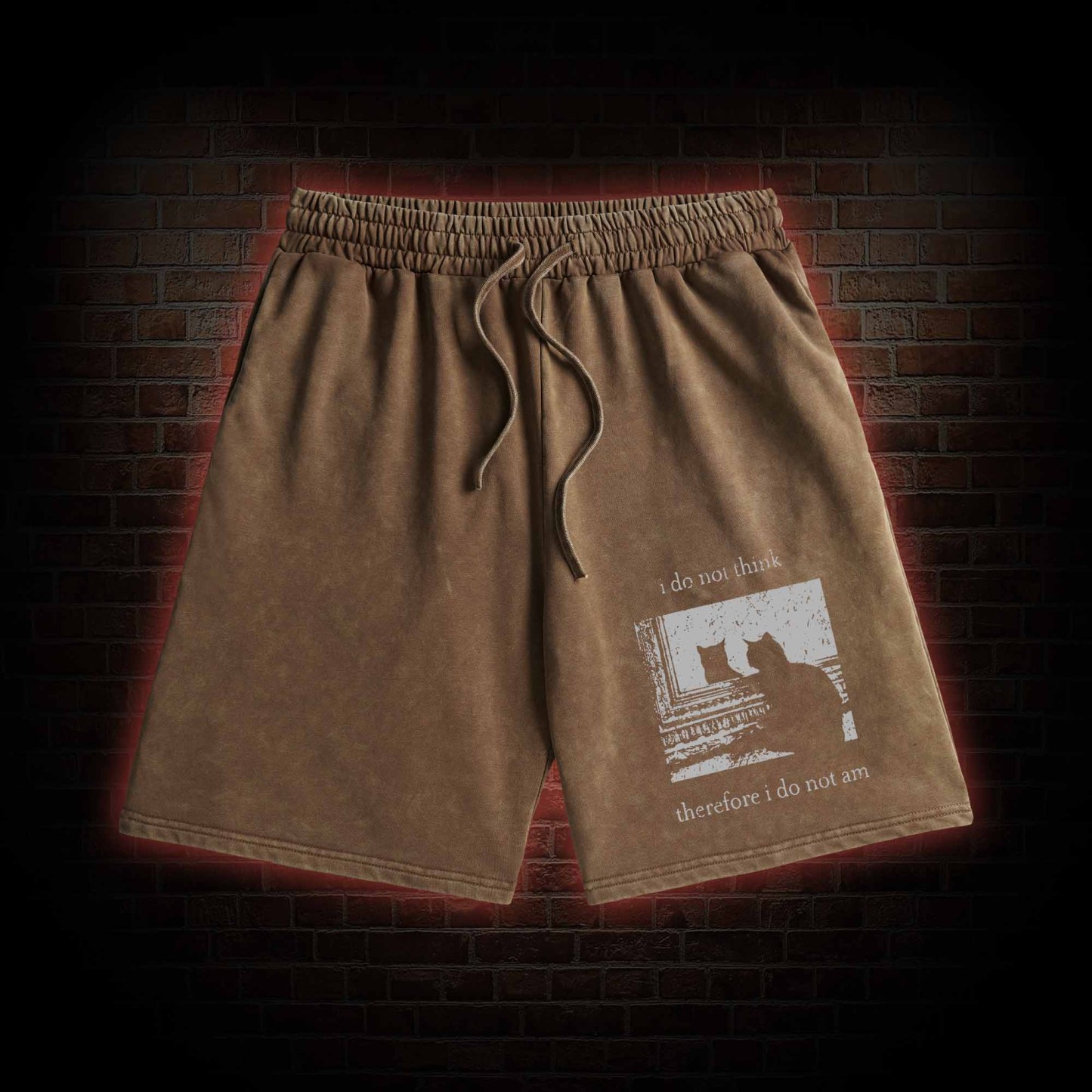 I Do Not Think Therefore I Do Not Am Washed Shorts