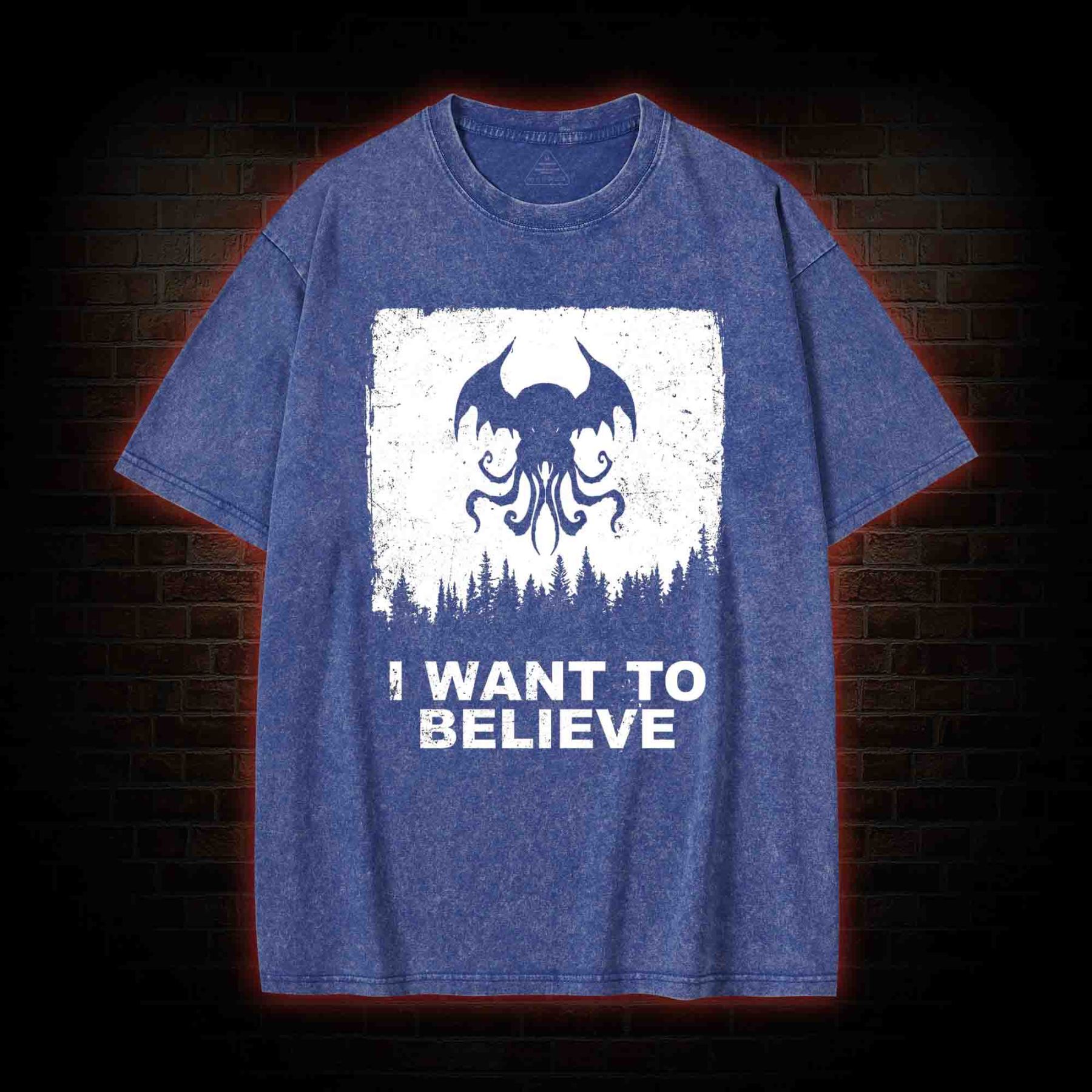 I Want to Believe in Cthulhu Washed T-shirt