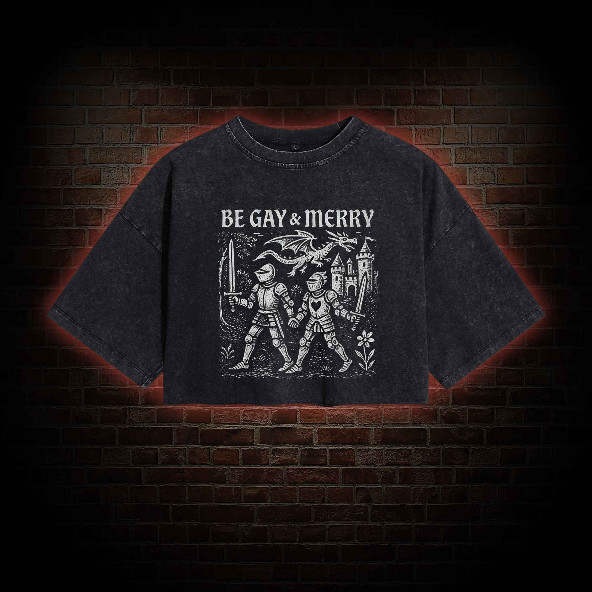 Be Gay & Merry Washed Cropped T-shirts