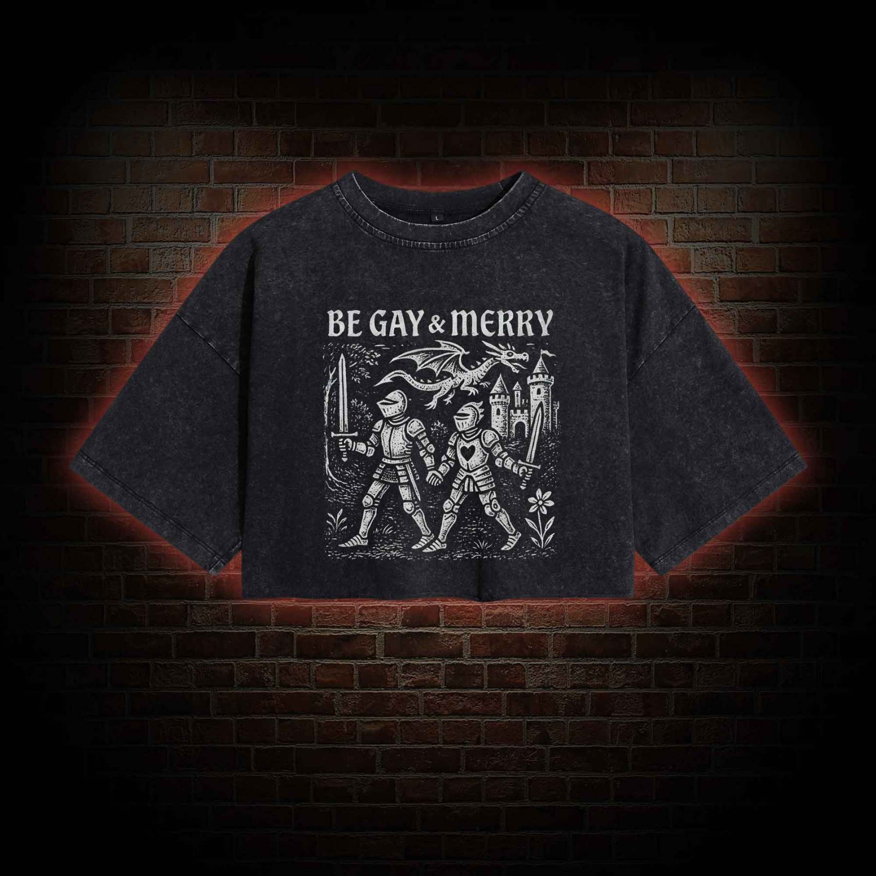 Be Gay & Merry Washed Cropped T-shirts