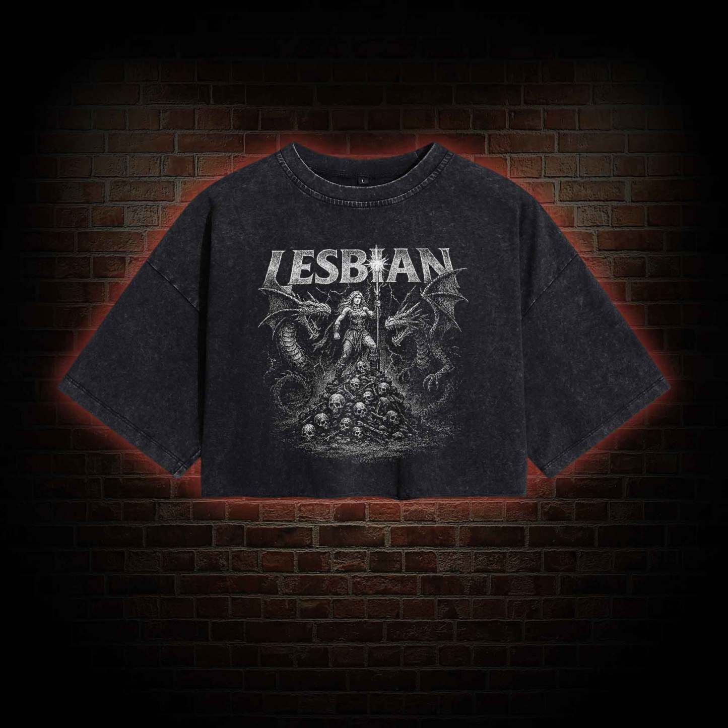 Lesbian Warrior Washed Cropped T-shirts