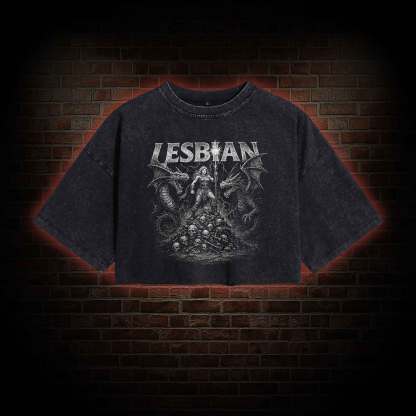 Lesbian Warrior Washed Cropped T-shirts