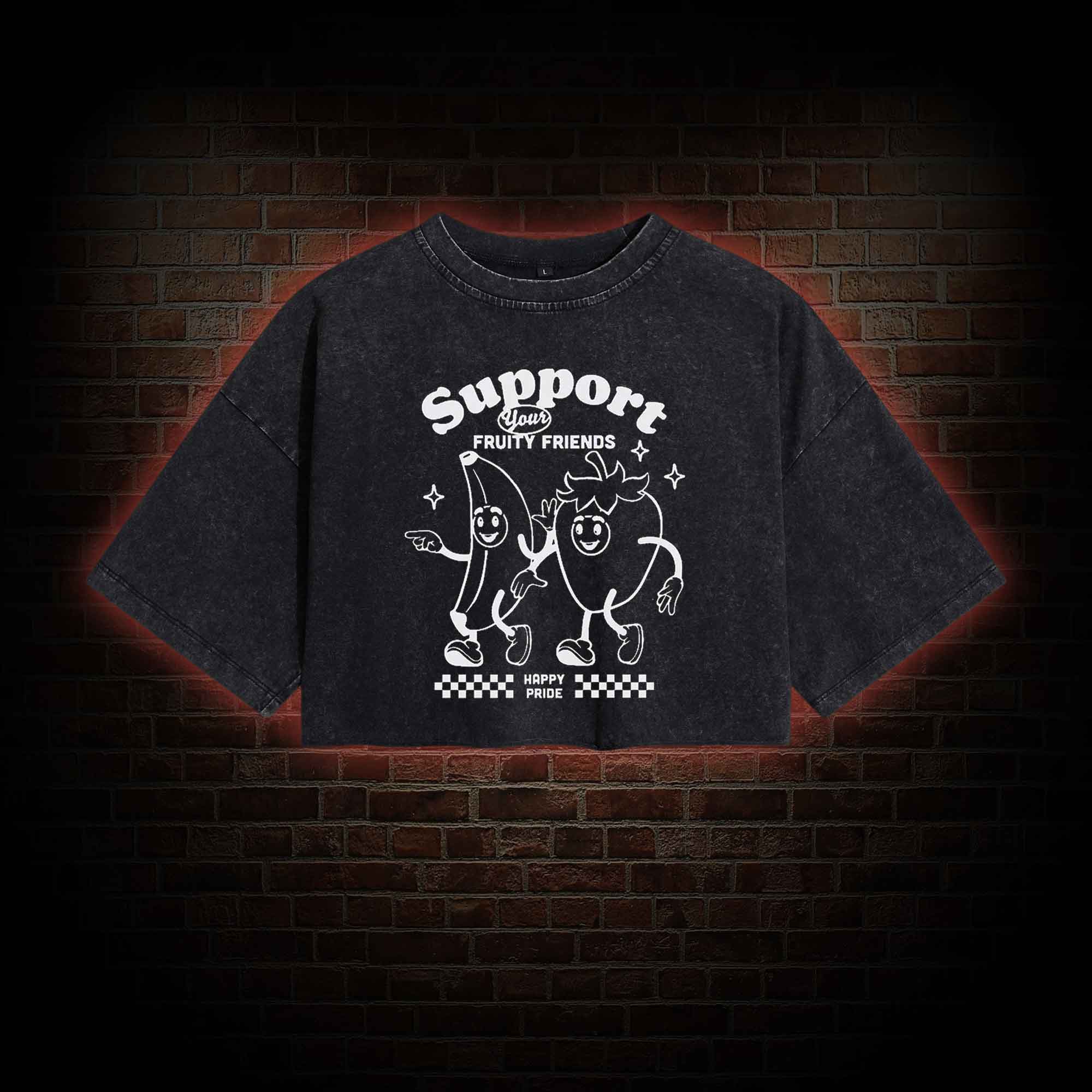 Support Your Fruity Friends Washed Cropped T-shirts