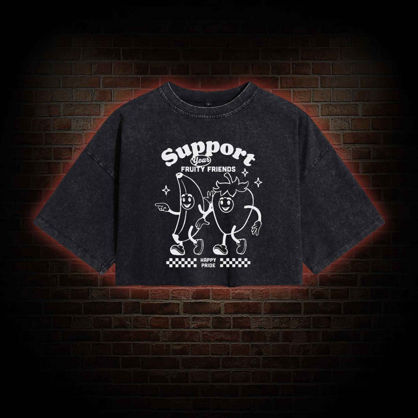 Support Your Fruity Friends Washed Cropped T-shirts