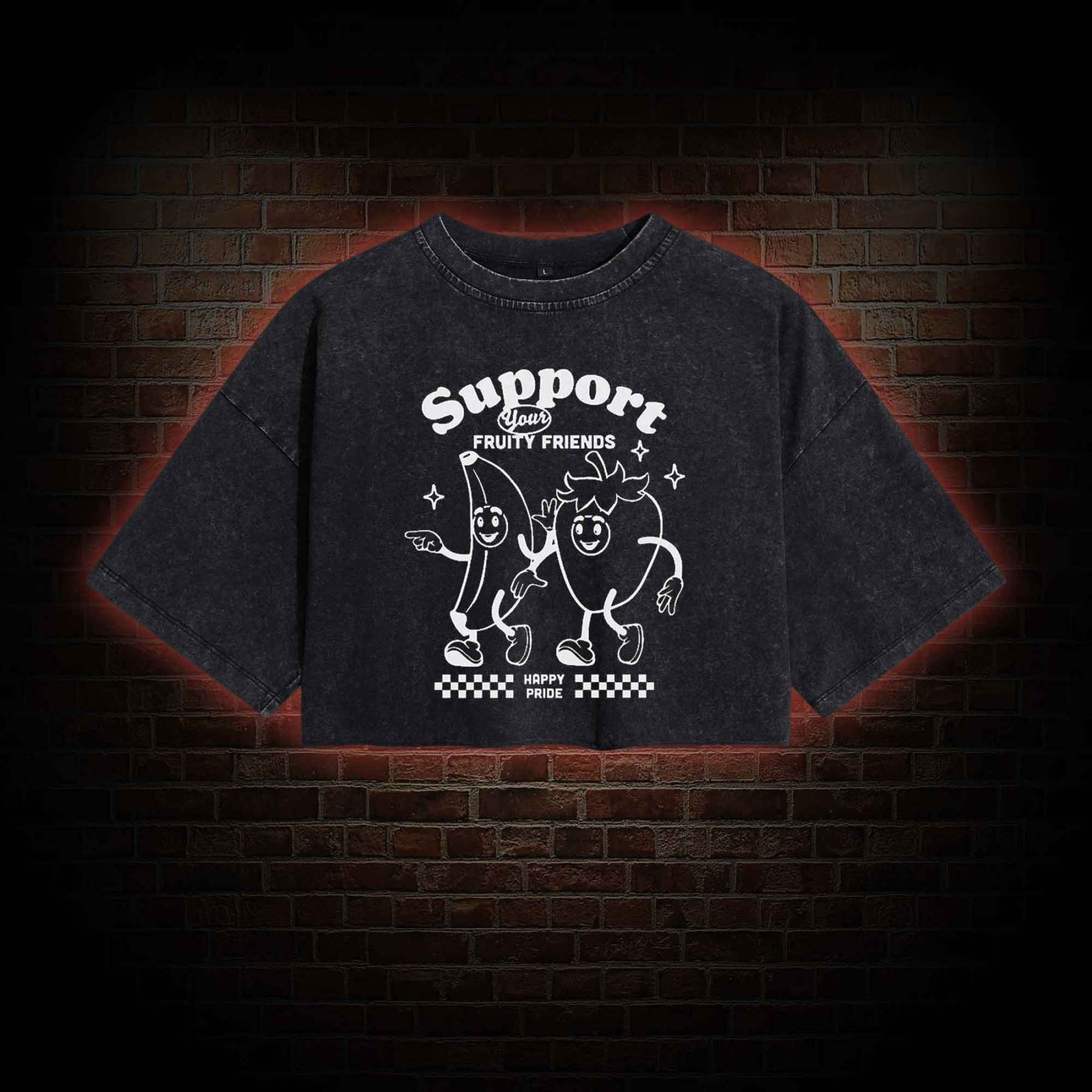 Support Your Fruity Friends Washed Cropped T-shirts