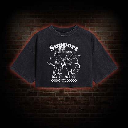 Support Your Fruity Friends Washed Cropped T-shirts