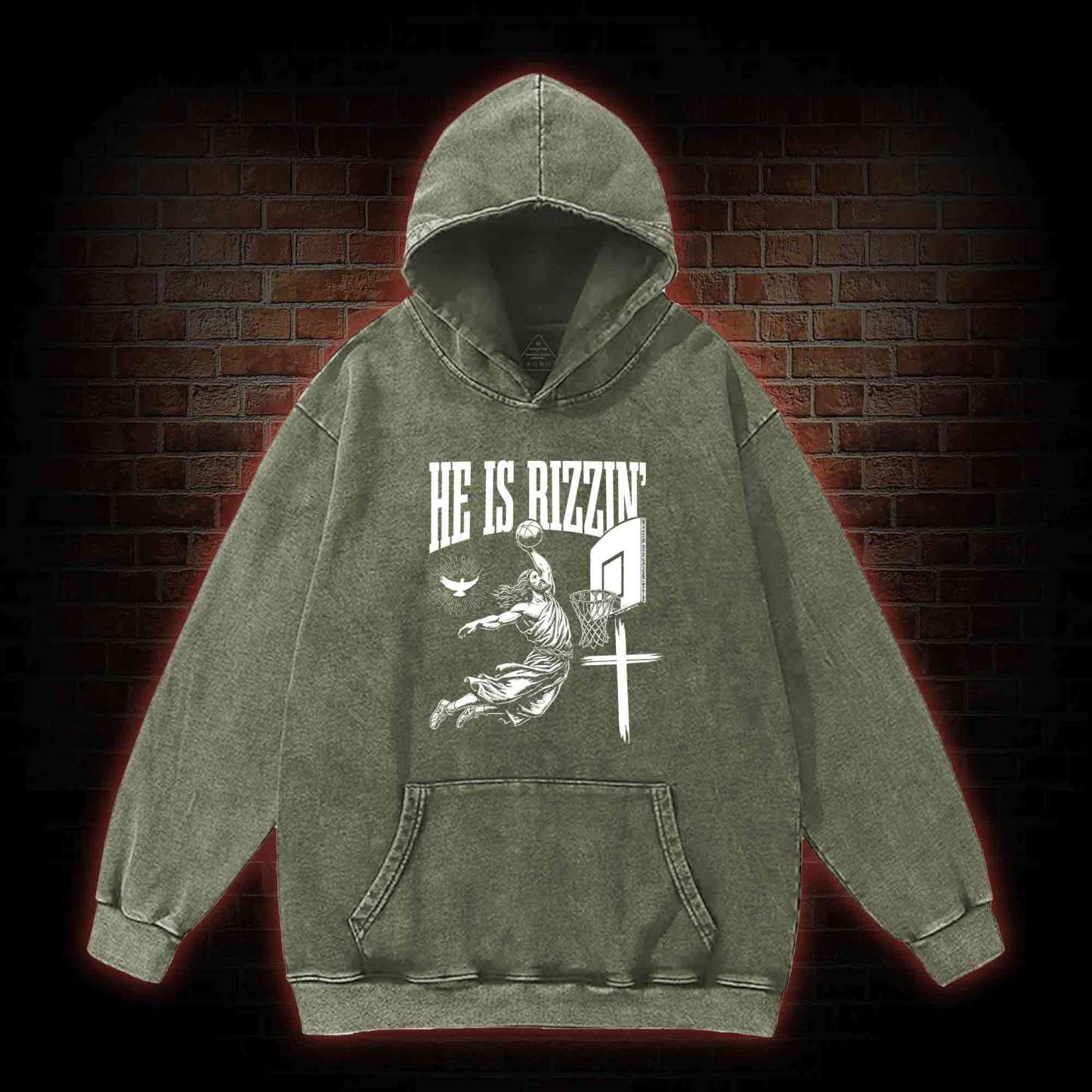 He Is Rizzin' Washed Hoodie