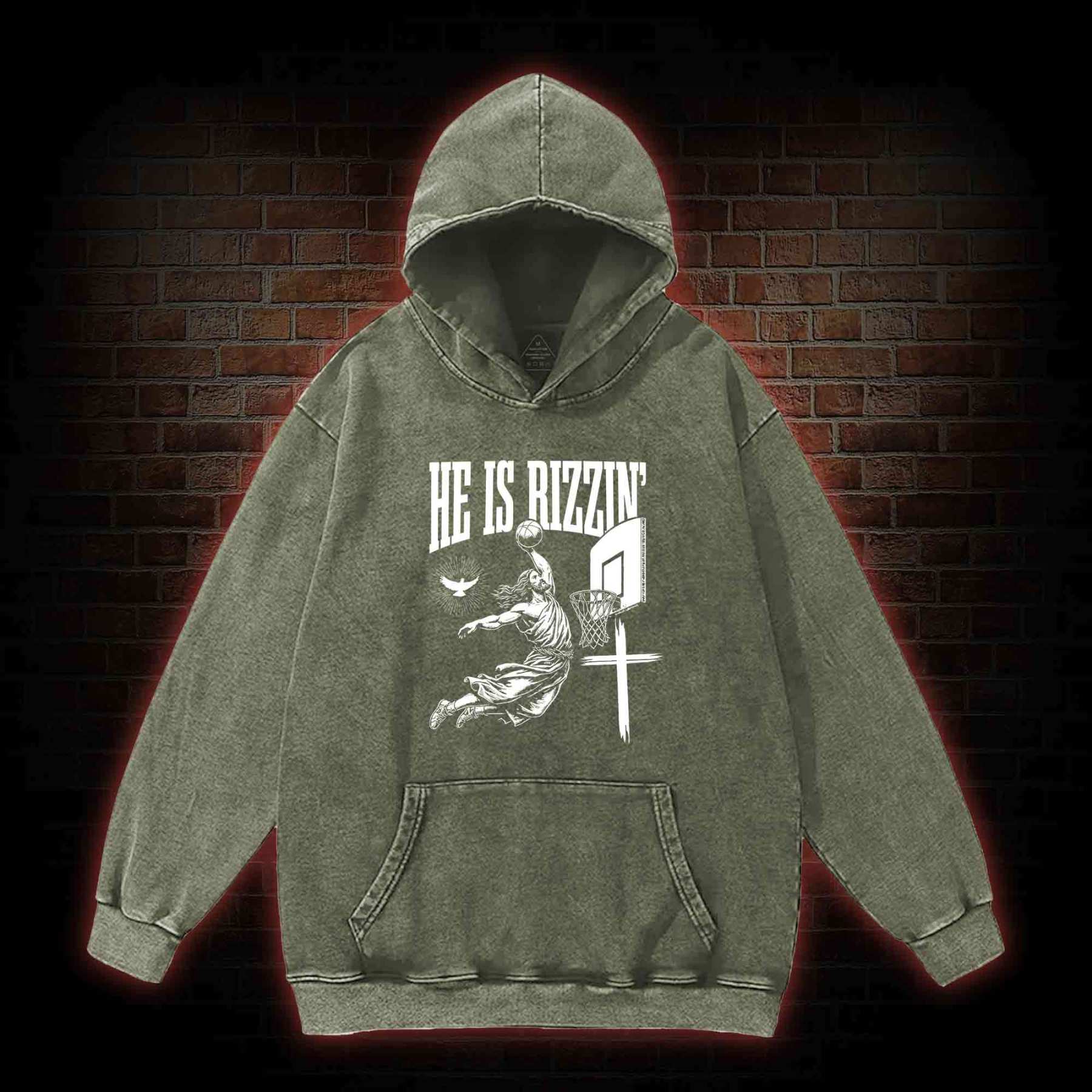 He Is Rizzin' Washed Hoodie