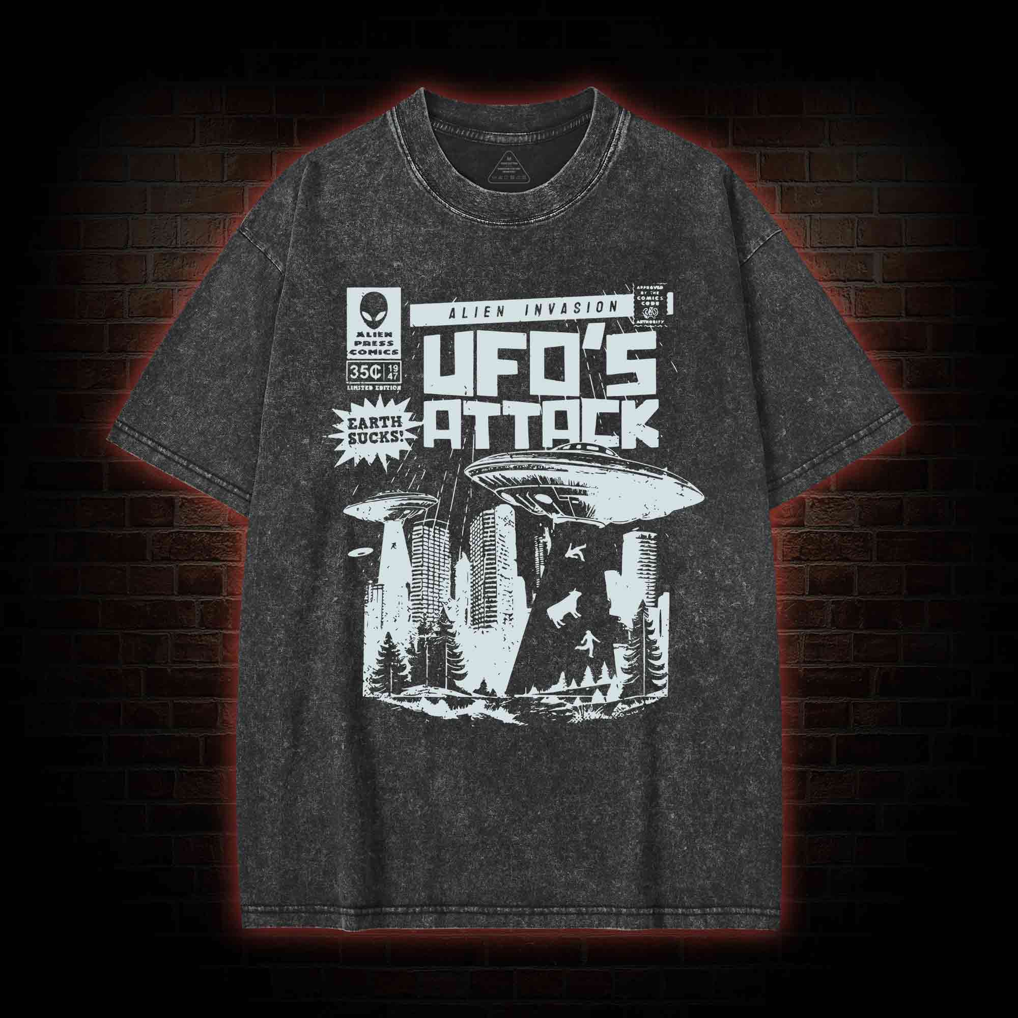 Ufo Attack Washed T-shirt