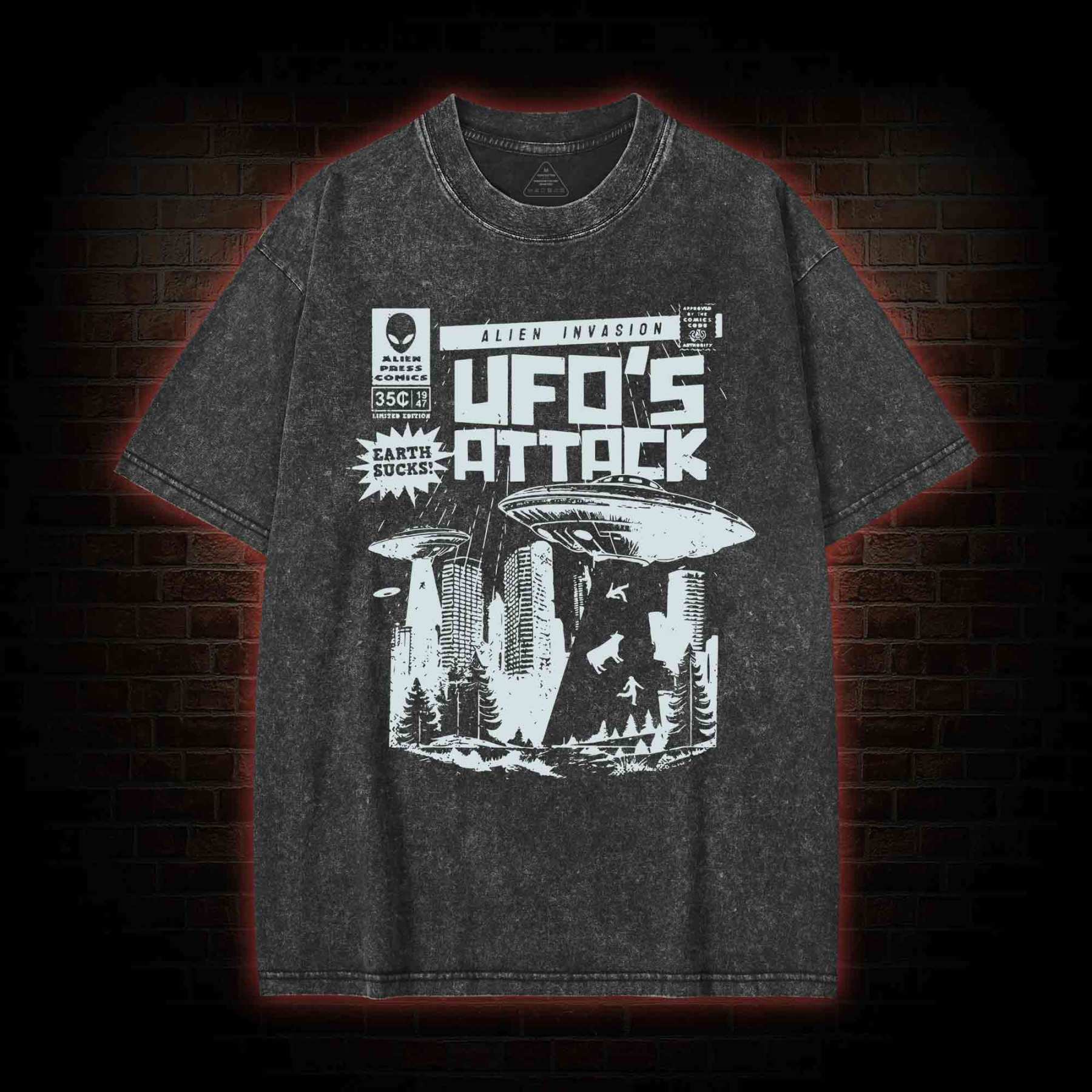 Ufo Attack Washed T-shirt