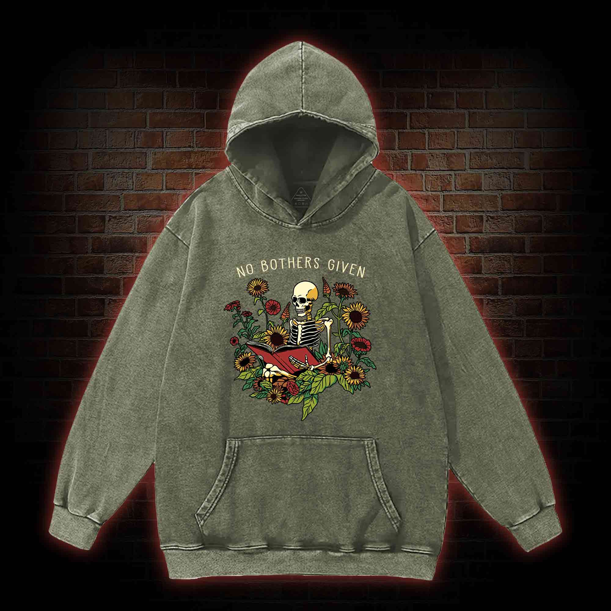 No Bothers Given Washed Hoodie