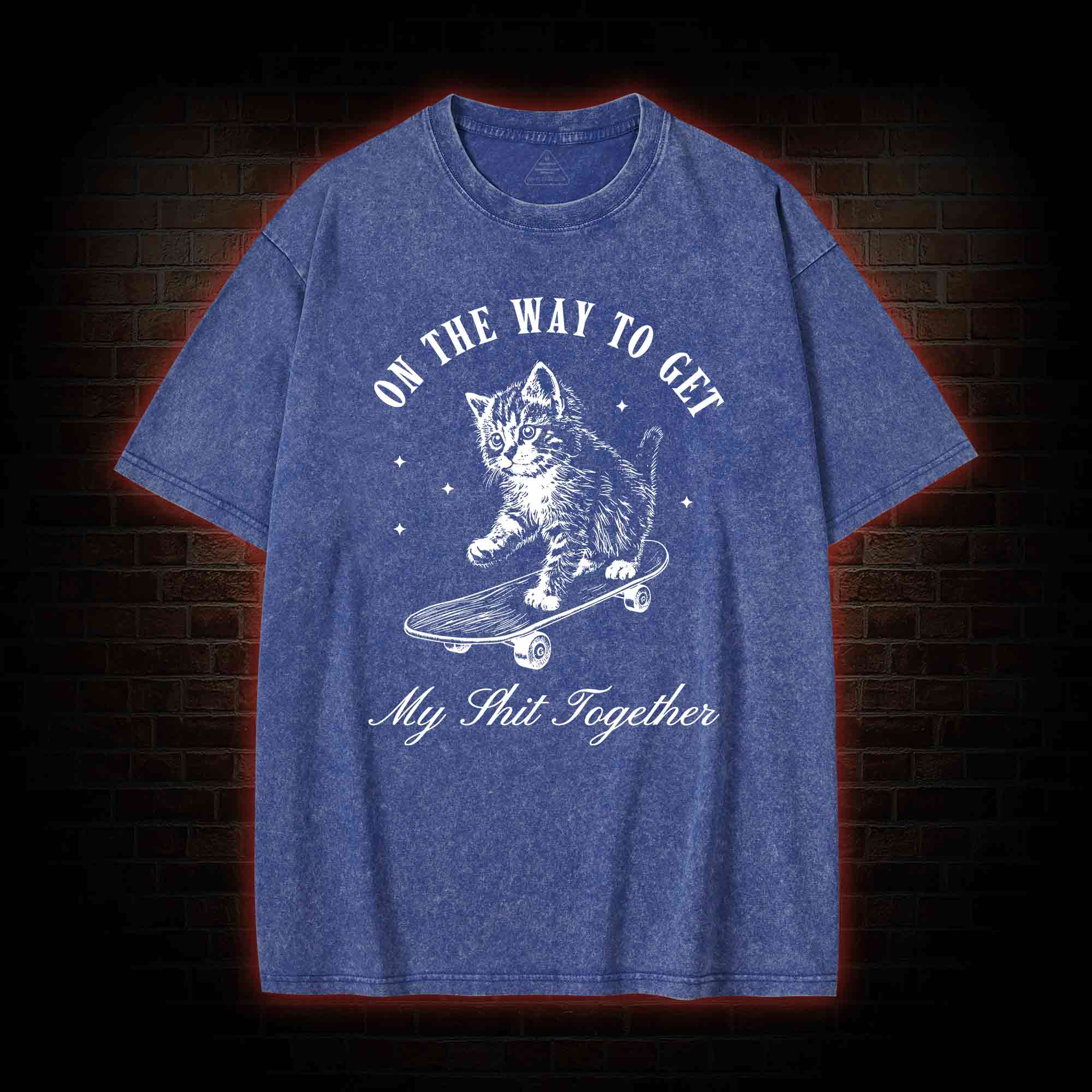 On My Way Cat Washed T-shirt