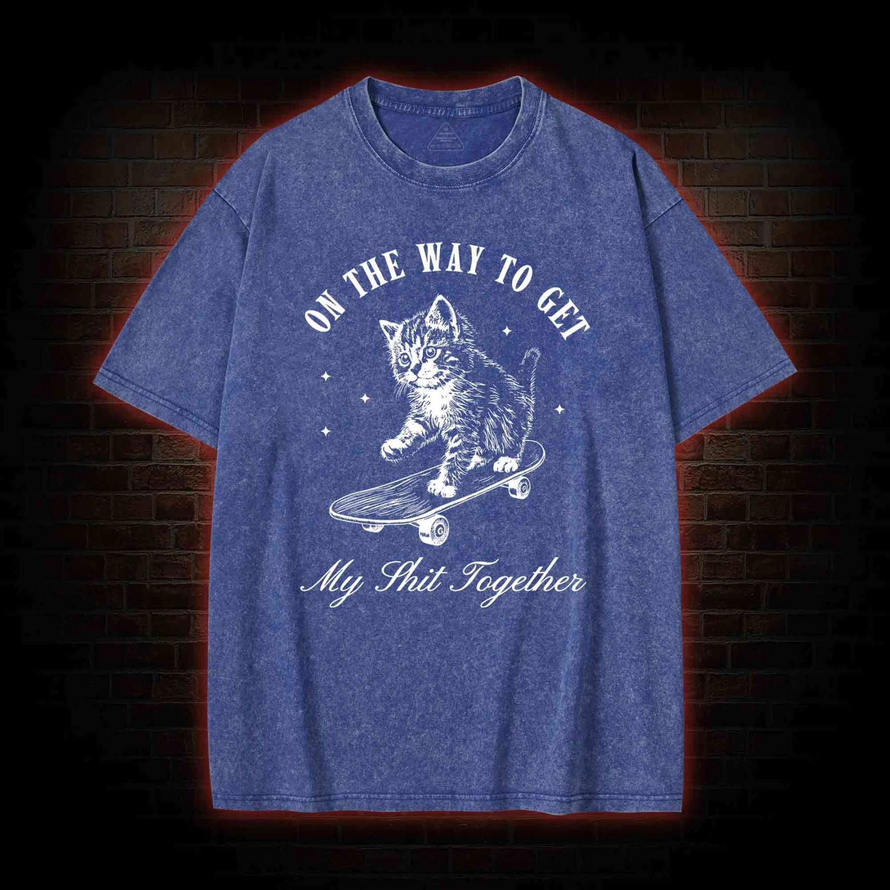 On My Way Cat Washed T-shirt