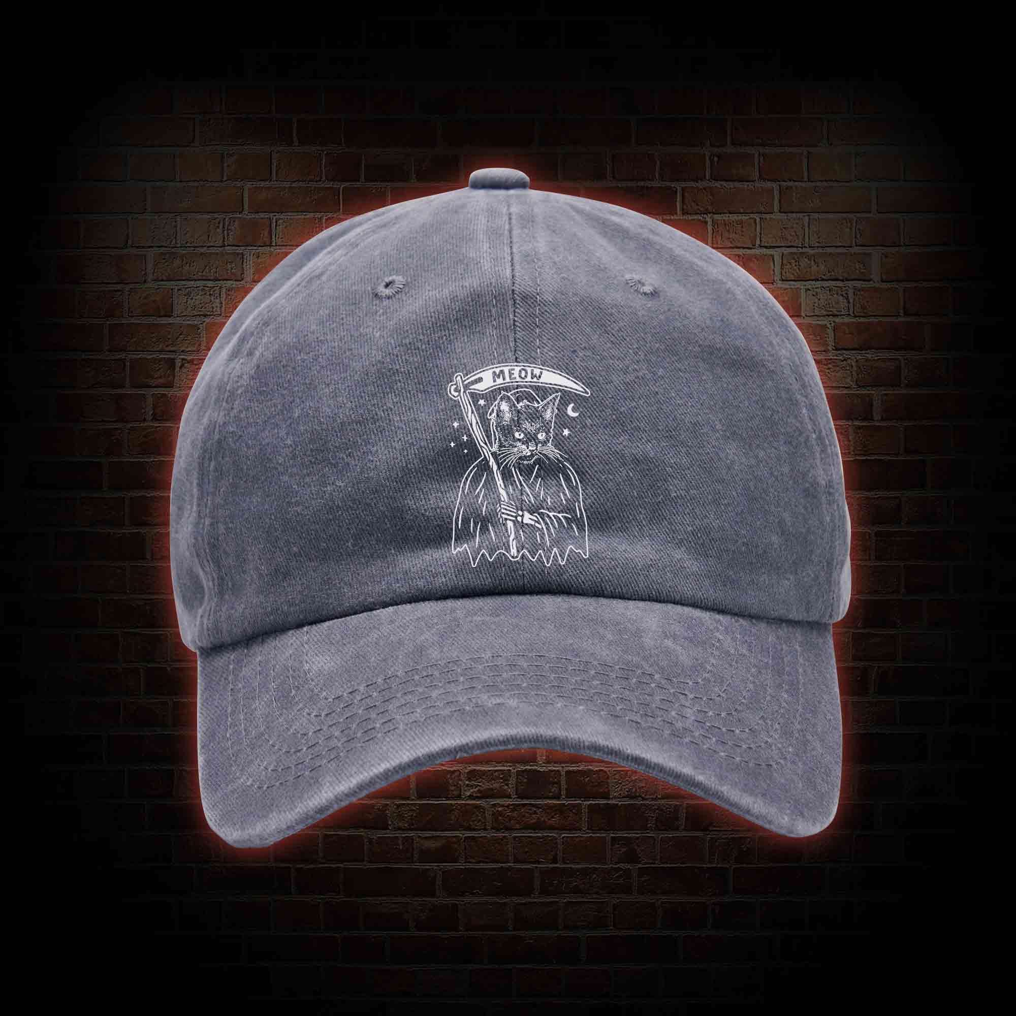 Death Meow Washed Vintage Baseball Cap