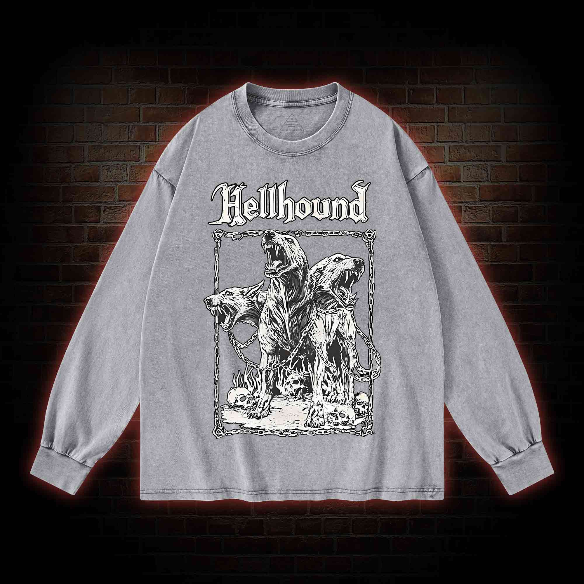 Hell Hound Cerberus Washed Long-Sleeve T-shirt