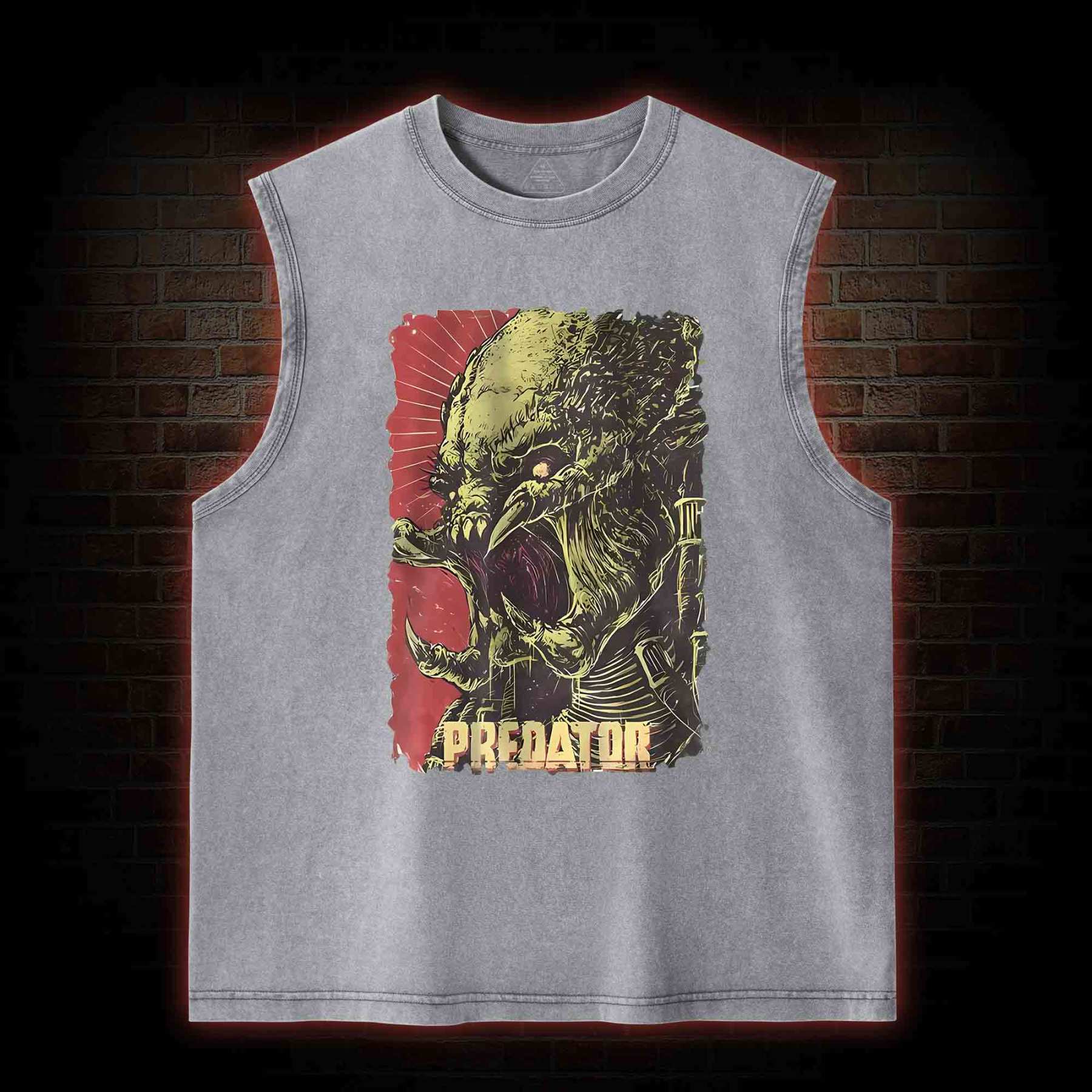Alien Vs Alien Hunter Vintage Movie Washed Tank Top