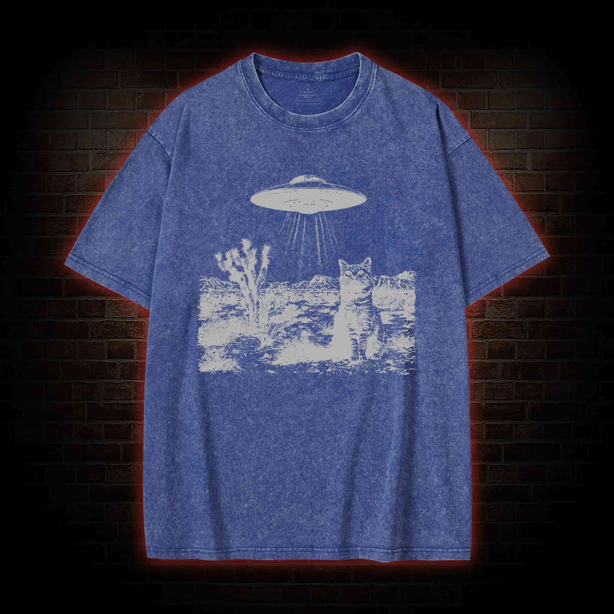 Ufo Cowboy Cat Washed T-shirt