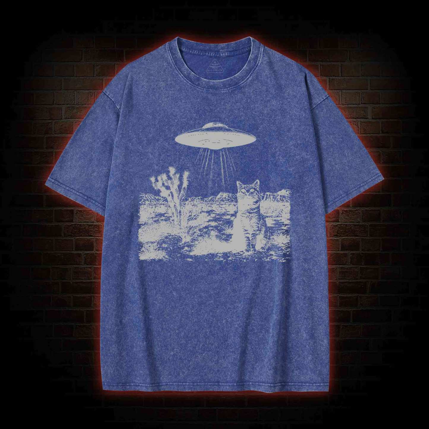 Ufo Cowboy Cat Washed T-shirt