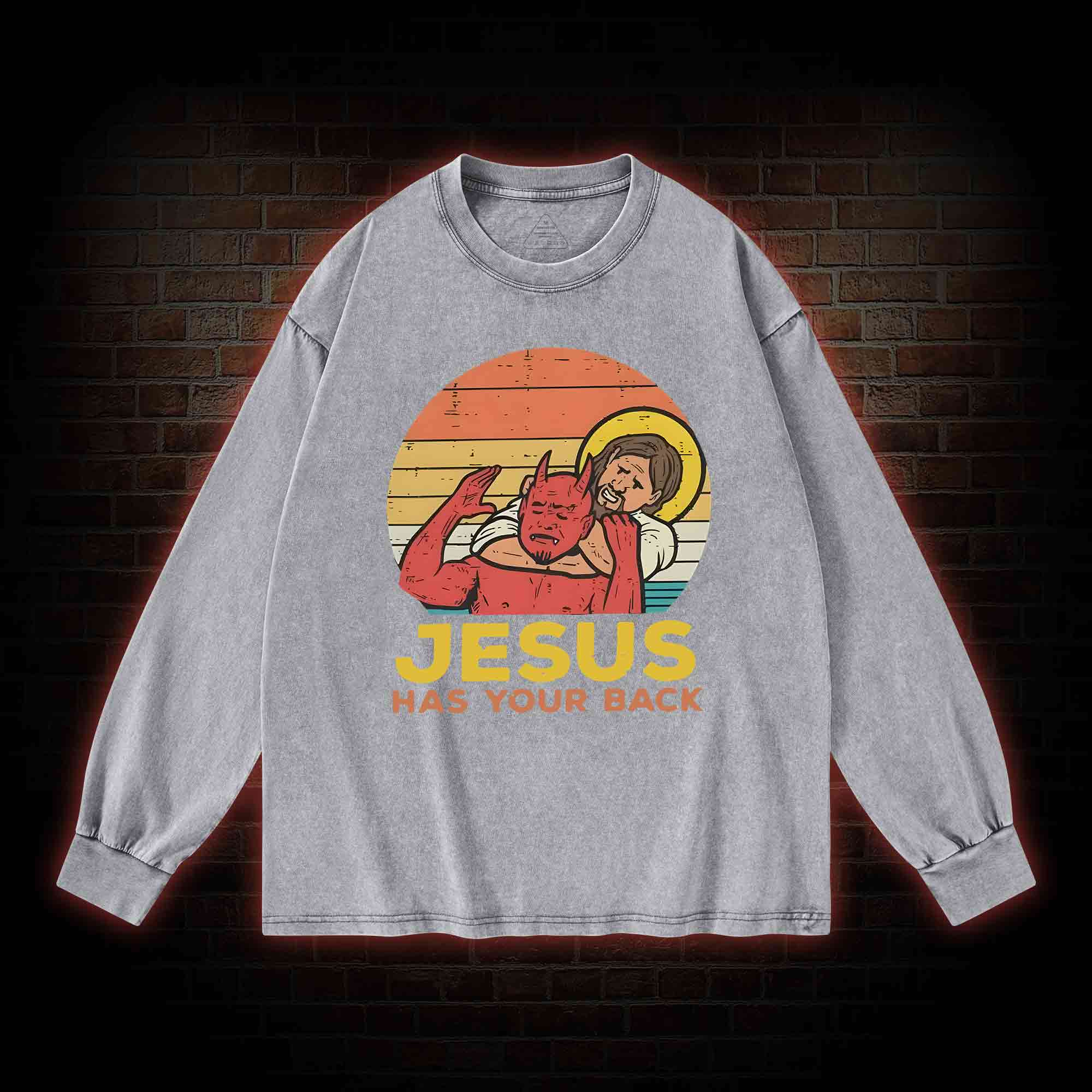 Jesus Has Your Back Washed Long-Sleeve T-shirt