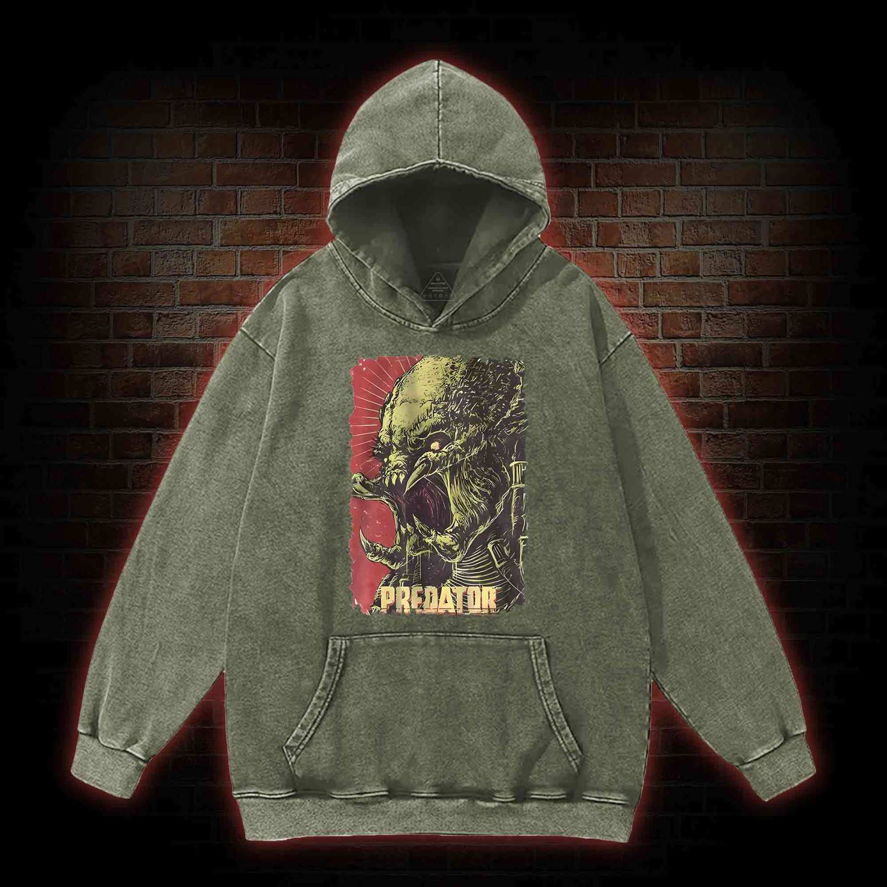 Alien Vs Alien Hunter Vintage Movie Washed Hoodie