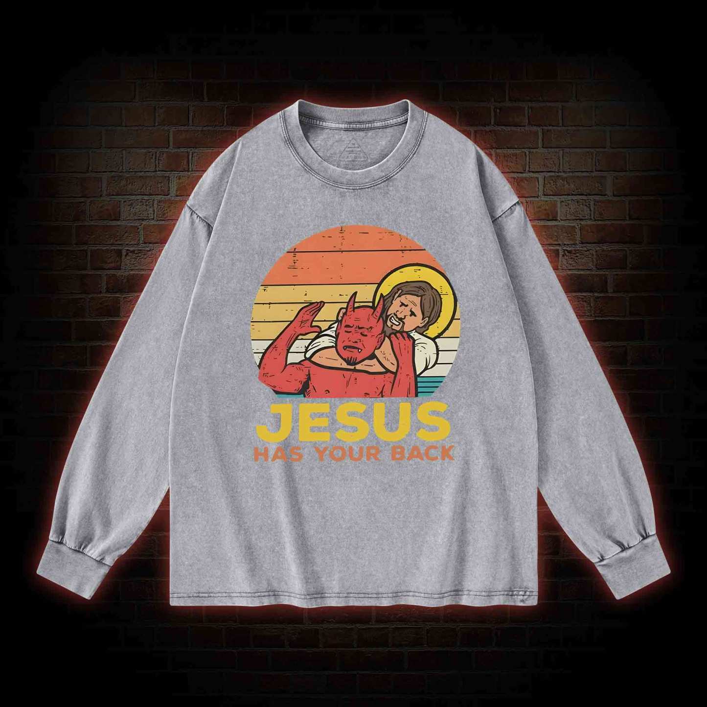 Jesus Has Your Back Washed Long-Sleeve T-shirt