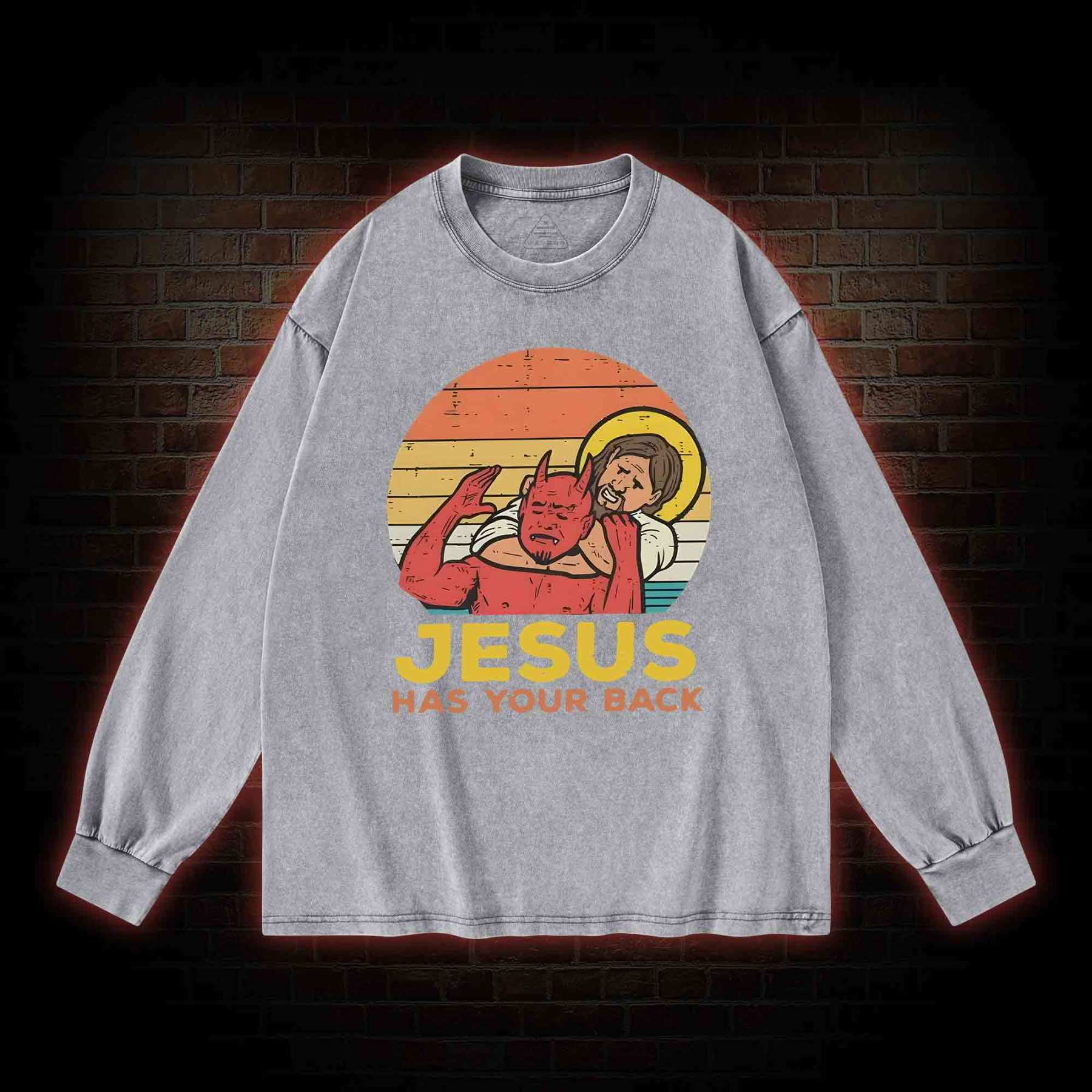 Jesus Has Your Back Washed Long-Sleeve T-shirt