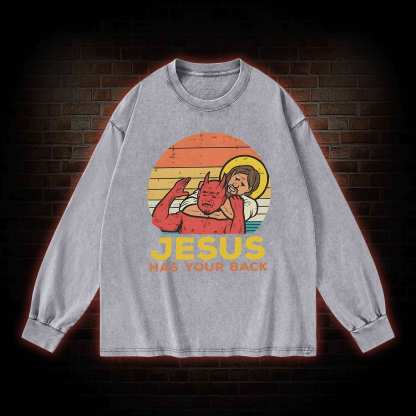 Jesus Has Your Back Washed Long-Sleeve T-shirt