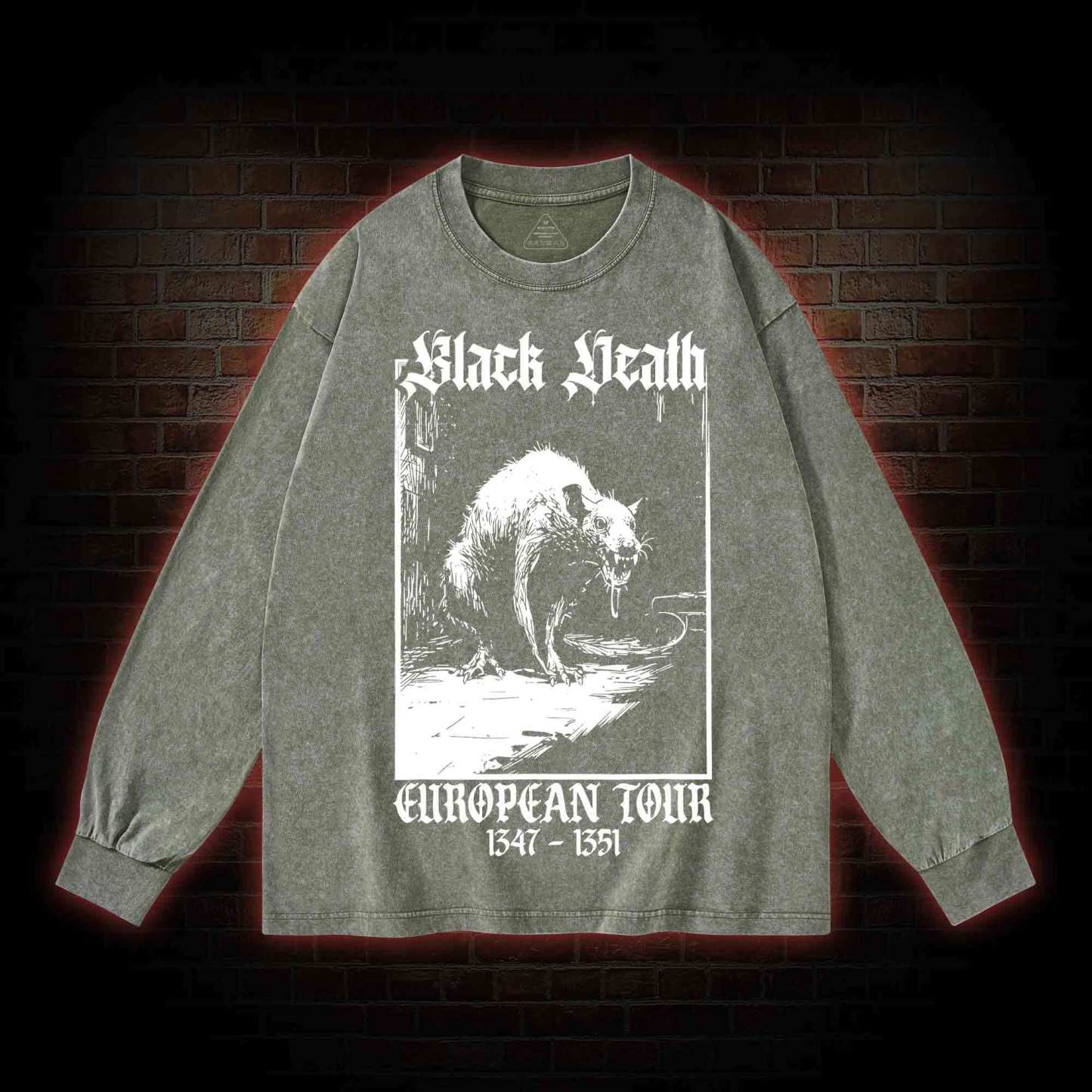 Black Death European Tour 1347-1351 Washed Long-Sleeve T-shirt