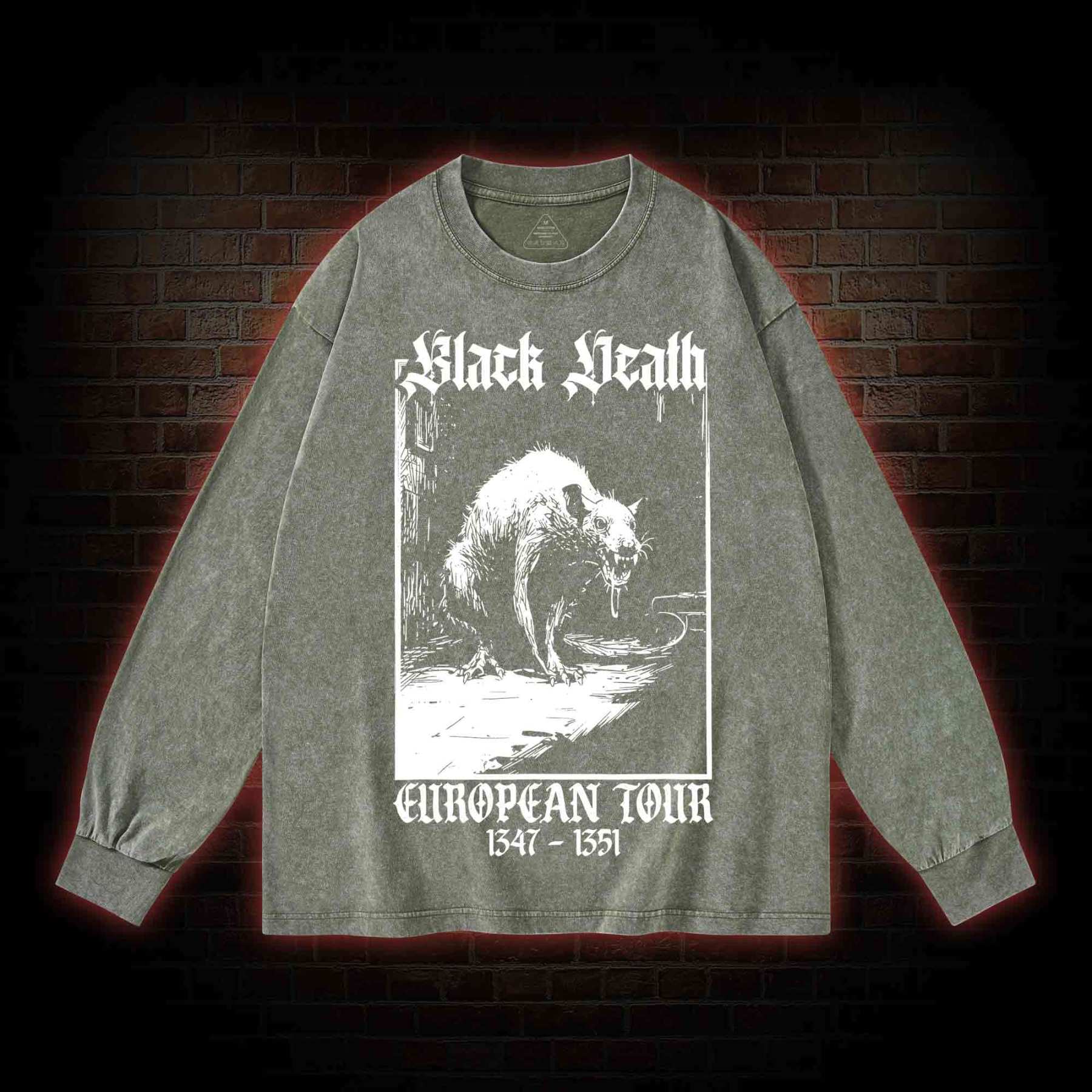 Black Death European Tour 1347-1351 Washed Long-Sleeve T-shirt