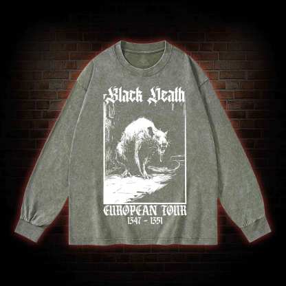 Black Death European Tour 1347-1351 Washed Long-Sleeve T-shirt