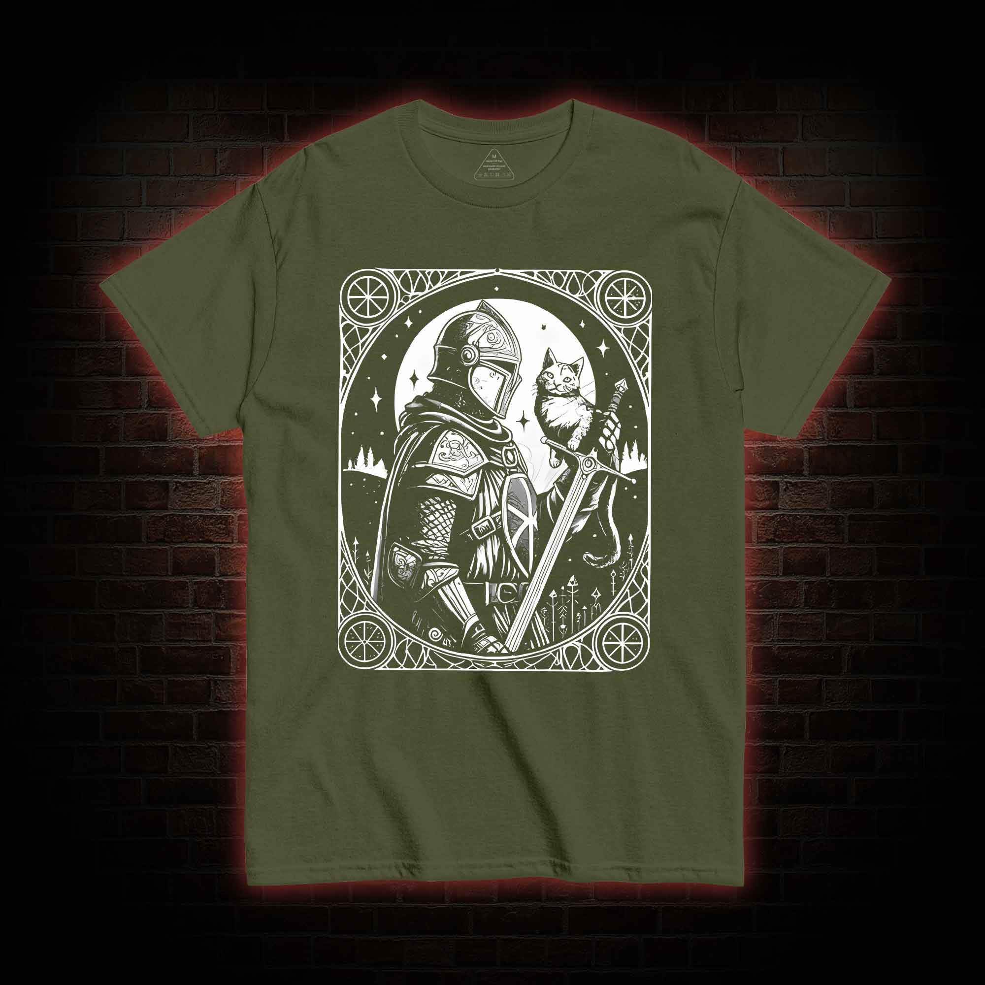 Knight Holding Cat Medieval T-shirt