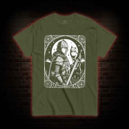 Knight Holding Cat Medieval T-shirt