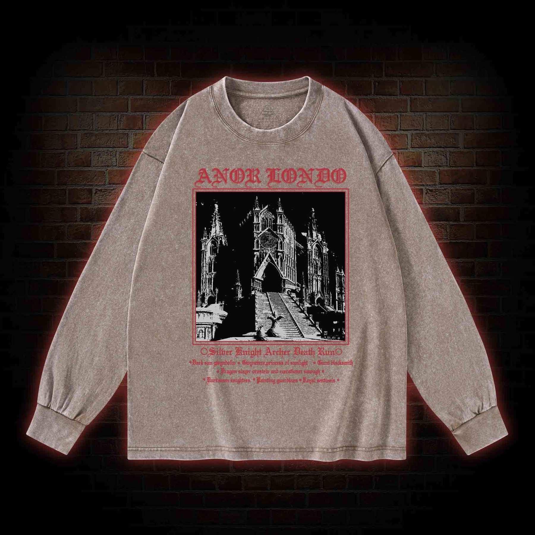 Retro Abandoned Lost City Washed Long-Sleeve T-shirt