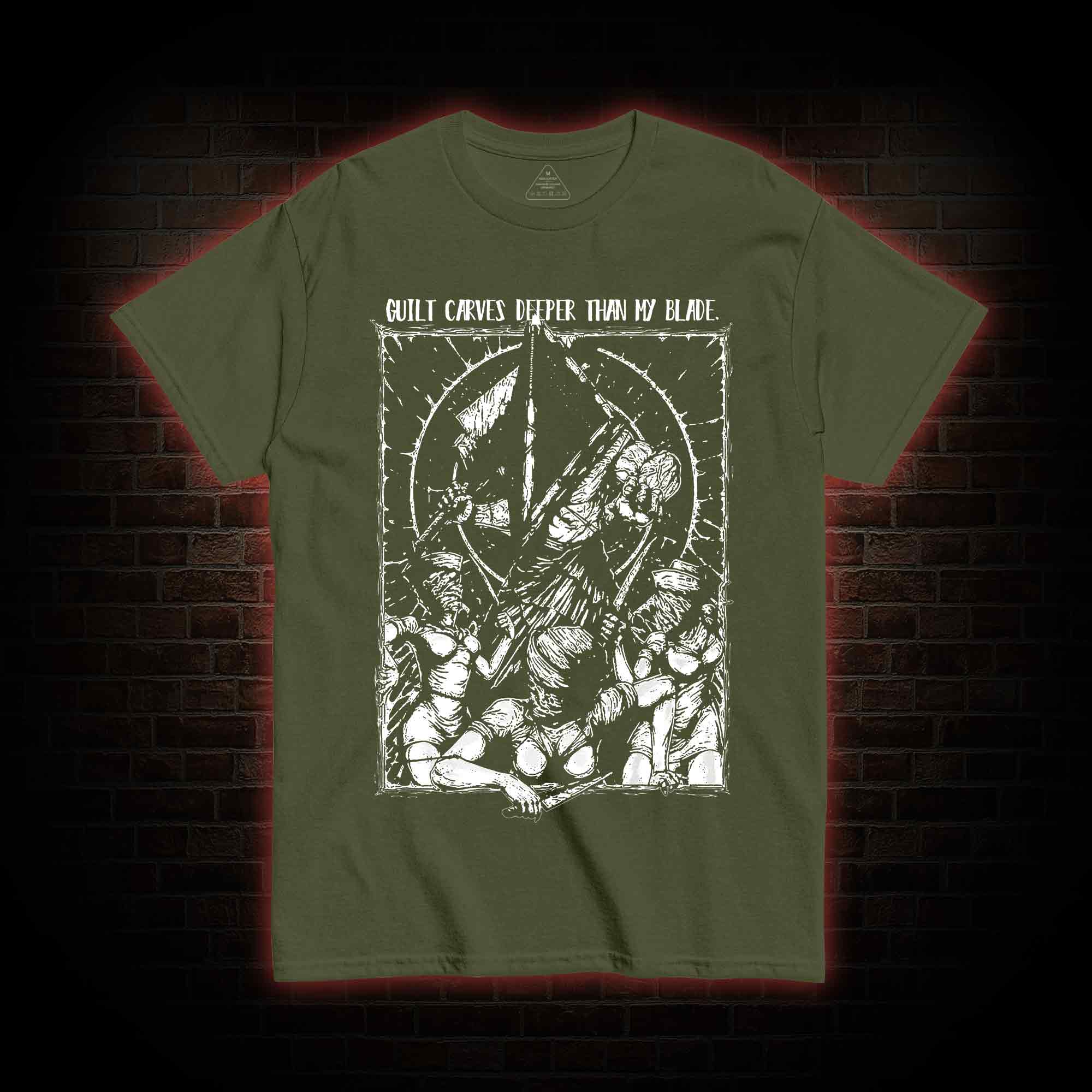 Guilt Carves Deeper Than My Blade T-shirt 