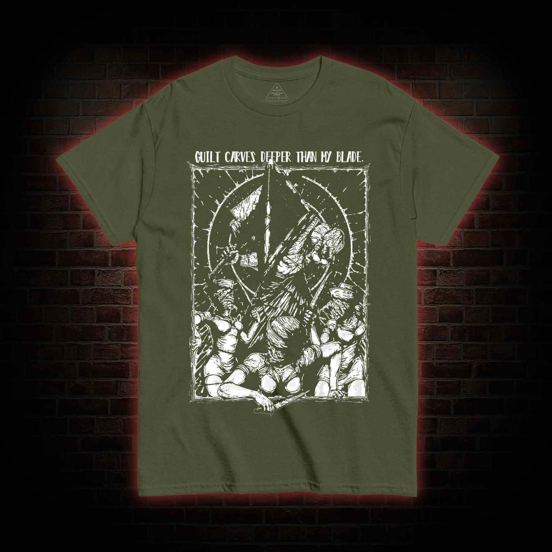 Guilt Carves Deeper Than My Blade T-shirt 
