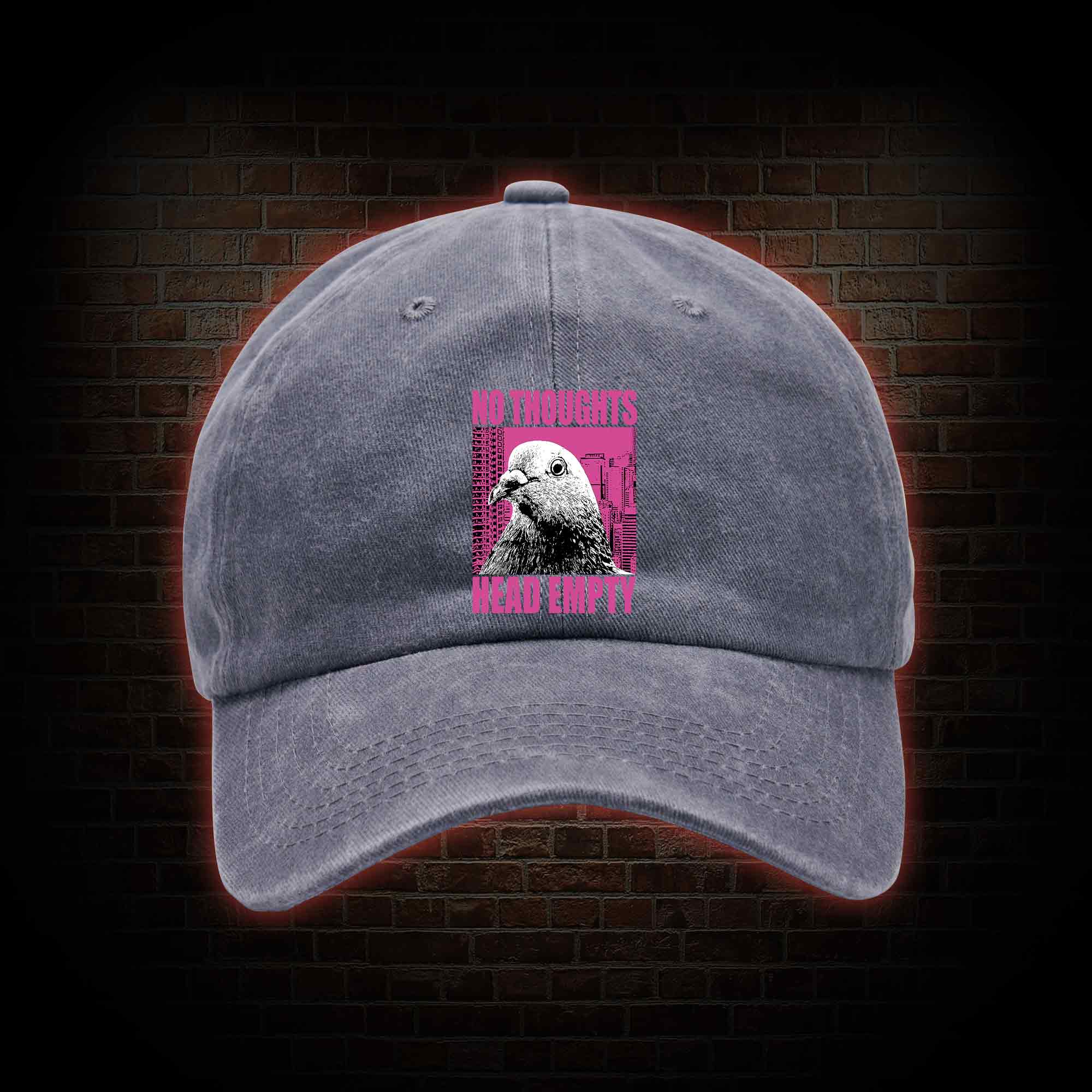 No Thoughts Head Empty Washed Vintage Baseball Cap